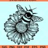 Bee and Sunflower SVG, Bee on Sunflower SVG, bee on flower svg
