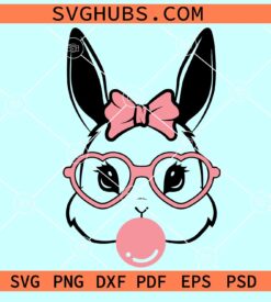 Bunny with bubblegum SVG, Easter bunny sunglasses SVG, bunny with bandana SVG