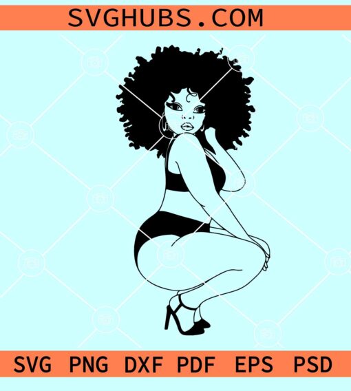 Curvy woman SVG, woman squatting SVG, sexy woman SVG,