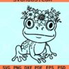 Frog with flower crown SVG, floral frog SVG, frogman SVG