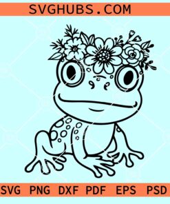 Frog with flower crown SVG, floral frog SVG, frogman SVG