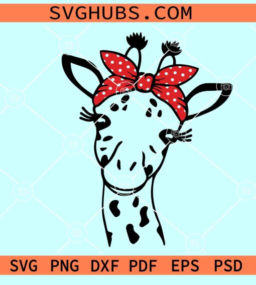 Giraffe with Bandana SVG, giraffe bandana SVG, cute giraffe SVG
