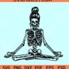 Meditation Skeleton SVG, yoga skeleton SVG, Meditation Skeleton SVG
