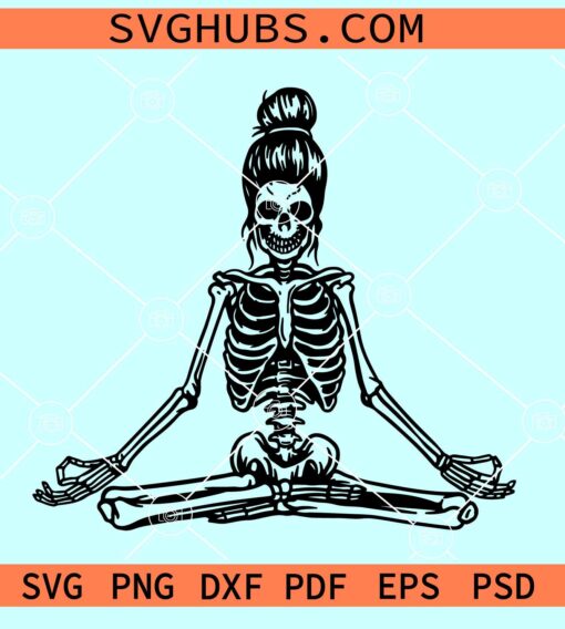 Meditation Skeleton SVG, yoga skeleton SVG, Meditation Skeleton SVG