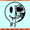 Melting Smiley Skull SVG, Smiley face skull svg, Melting smiley face half skull svg