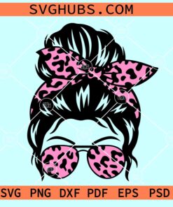 Messy bun leopard print SVG, Leopard print messy bun SVG, Leopard momlife SVG