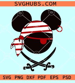 Mickey Mouse Pirates SVG, Mickey with bandana Svg, Disney trip SVG