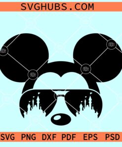 Mickey with castle sunglasses SVG, Disney castle SVG, Mickey with Sunglasses SVG