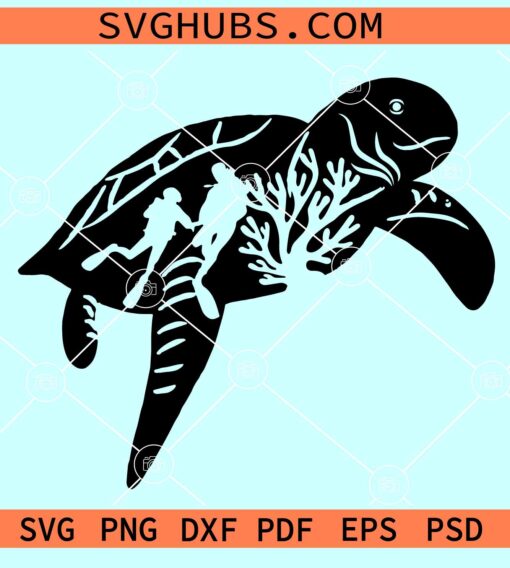 Turtle Scuba Diver SVG, Diver SVG, sea turtle svg, dive SVG, Scuba Diver Svg