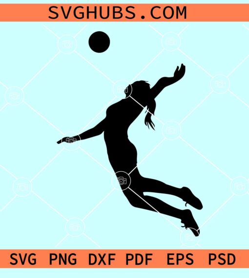 Women Spiking Volleyball SVG, volleyball girl SVG, volleyball player SVG