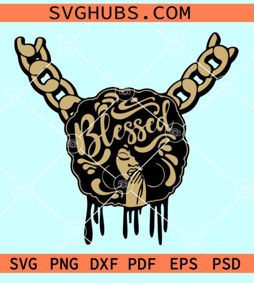 Blessed dripping SVG, dripping chain SVG, Blessed SVG, Blessed queen SVG