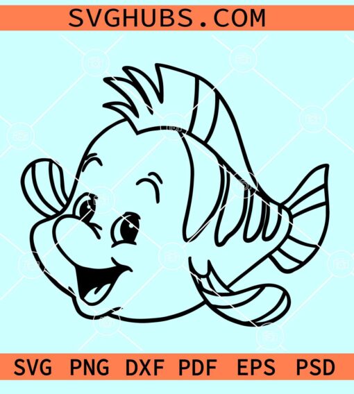 Flounder the Little Mermaid SVG, Little Mermaid Flounder SVG, Flounder SVG