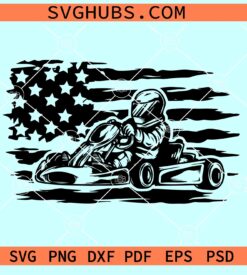 Go kart USA flag SVG, Go Kart Riding Svg File, Go Kart Racing svg