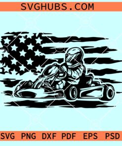 Go kart USA flag SVG, Go Kart Riding Svg File, Go Kart Racing svg