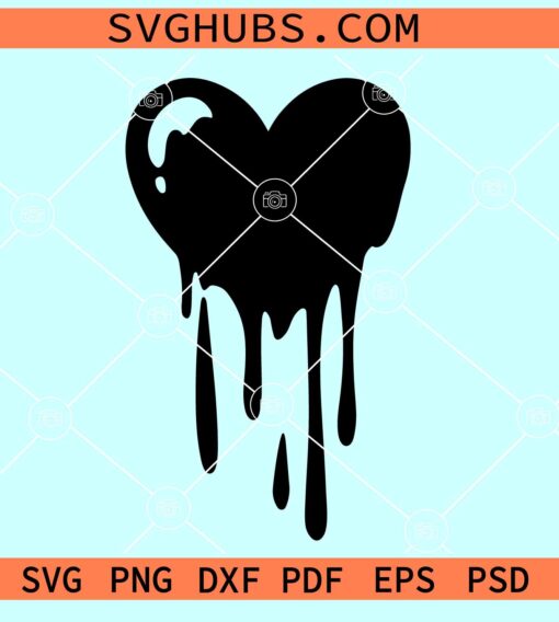 Melting Heart SVG, Dripping heart SVG, Bleeding heart SVG