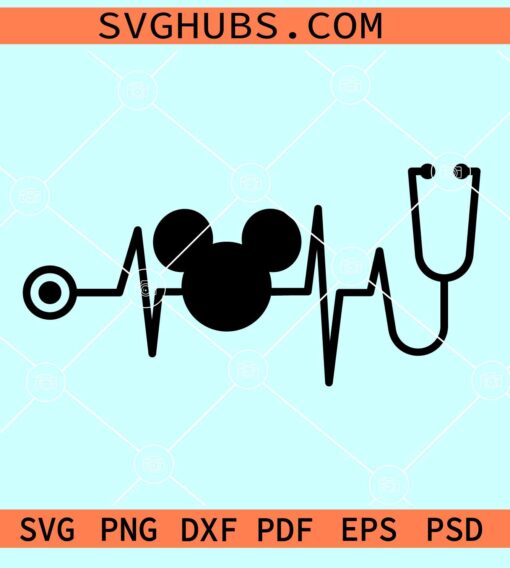 Mickey Nurse EKG SVG, Disney nurse SVG, Mickey heartbeat SVG