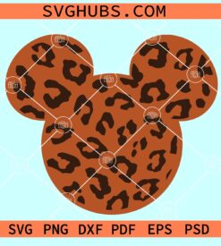 Mickey head Cheetah print SVG, Mickey Mouse Cheetah print SVG, Mickey mouse safari SVG