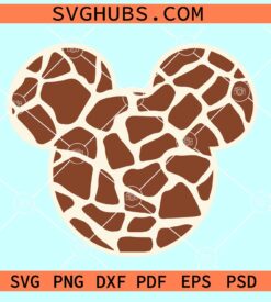 Mickey head Giraffe Print SVG, Mickey safari print SVG, Mickey animal print SVG