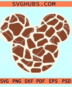 Mickey head Giraffe Print SVG, Mickey safari print SVG, Mickey animal print SVG