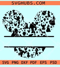 Mickey head Name frame SVG, Mickey split frame SVG, Disney monogram SVG
