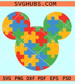 Mickey head autism SVG, Mickey Mouse autism SVG, Disney autism awareness SVG