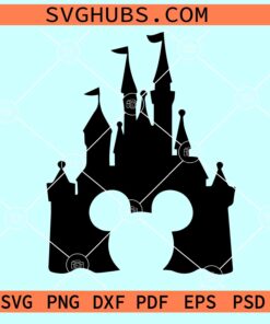 Mickey head with castle SVG, Mickey Disney Castle SVG, Disney castle SVG