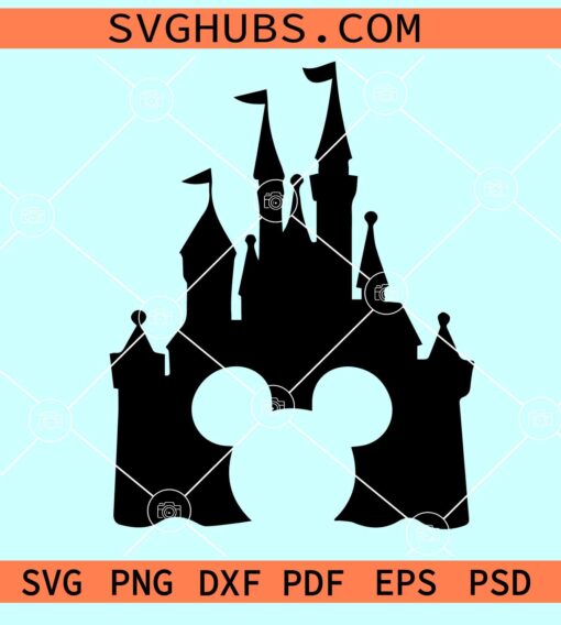 Mickey head with castle SVG, Mickey Disney Castle SVG, Disney castle SVG