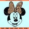 Minnie Leopard Print Bow SVG, Mickey Mouse safari SVG, Mouse Leopard Bow Portrait Svg