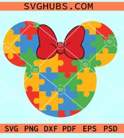 Minnie Mouse Autism awareness SVG, Minnie autism puzzle SVG