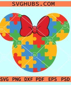 Minnie Mouse Autism awareness SVG, Minnie autism puzzle SVG