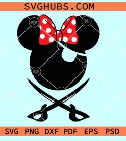 Minnie Mouse Pirate SVG, Minnie with pirate bandana SVG, Disney pirate SVG