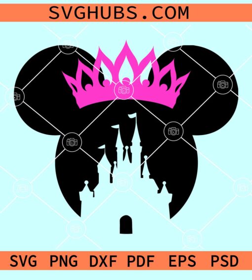 Minnie Mouse head with crown SVG, Mouse princess crown SVG, Disney princess SVG