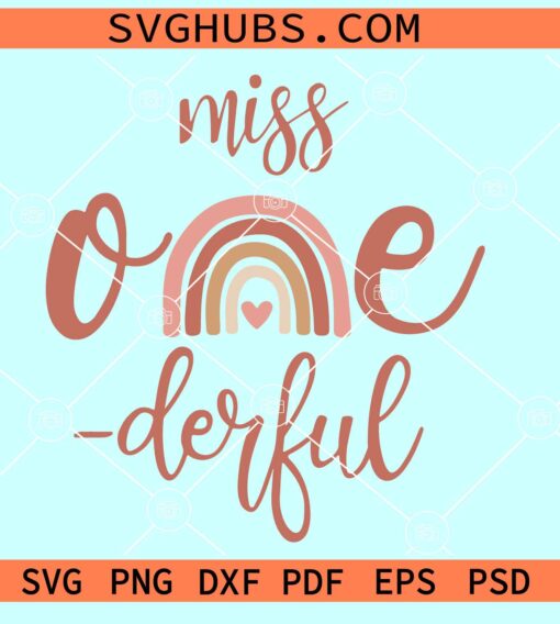 Miss One-derful SVG, 1st birthday SVG, girl birthday SVG