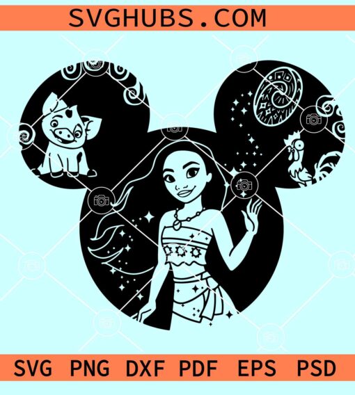 Moana Mickey ears SVG, Disney Moana SVG, Princess Moana SVG