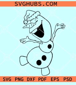Olaf with Santa Hat SVG, Santa snowman Svg, Olaf Snowman SVG