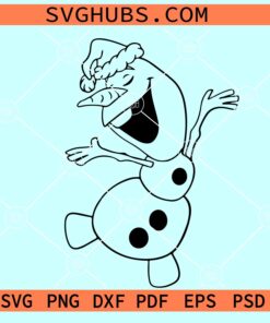 Olaf with Santa Hat SVG, Santa snowman Svg, Olaf Snowman SVG