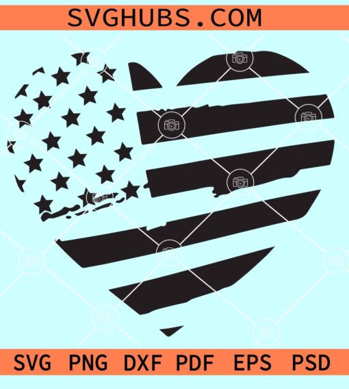Patriotic Heart SVG, American flag heart SVG, US Flag Heart SVG