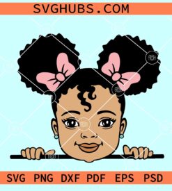 Peekaboo girl afro puff SVG, Peekaboo afro puffs SVG, Peakaboo girl SVG