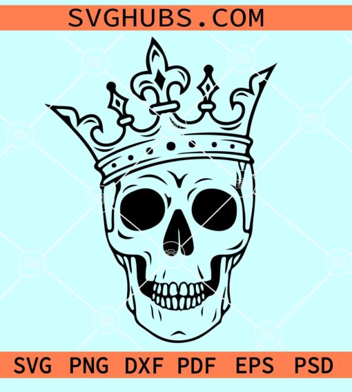 Skull with Crown SVG, king skull SVG, crown skull SVG, skull king SVG