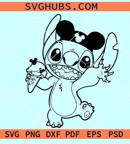 Stitch Disneyland Snacks SVG, Stich with Mickey ears SVG, Stitch Disney SVG