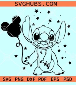 Stitch with Mickey Balloon SVG, Disney Balloons SVG, Disneyland SVG