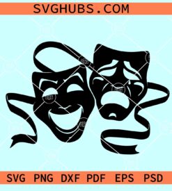 Theater Masks SVG, Comedy Tragedy SVG, Theatrical mask PNG