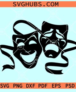 Theater Masks SVG, Comedy Tragedy SVG, Theatrical mask PNG