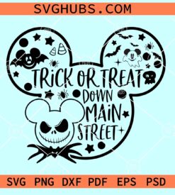 Trick Or Treat Down Main Street SVG, Jack Skellington Mickey SVG