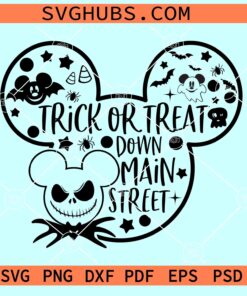 Trick Or Treat Down Main Street SVG, Jack Skellington Mickey SVG