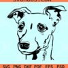 Whippet Dog Face SVG, Whippet Dog SVG, Whippet greyhound SVG