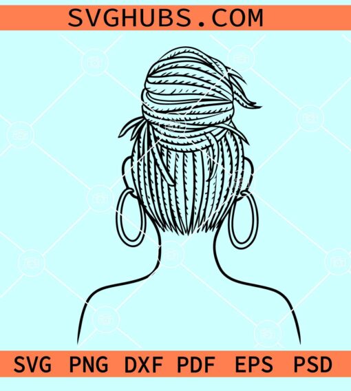 Woman loc hair SVG, dreadlocks SVG, black woman lock hair SVG
