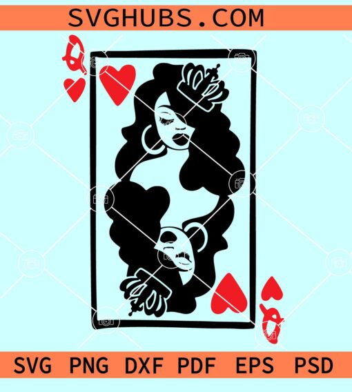 Black Queen of Hearts SVG, Black queen cards SVG, Black queen SVG