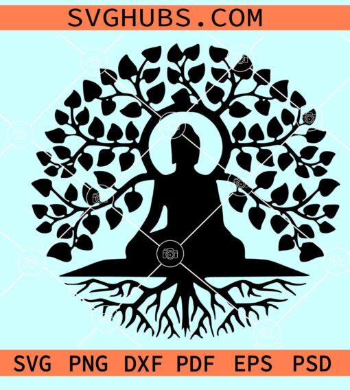 Buddha tree SVG, yoga tree svg, Tree of Life SVG, Meditation svg