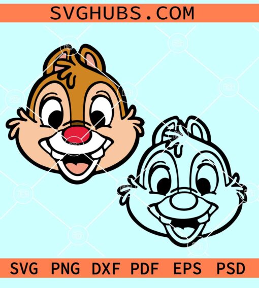 Dale Chipmunk Head SVG, Chip dale SVG, smiling Dale Chipmunk SVG